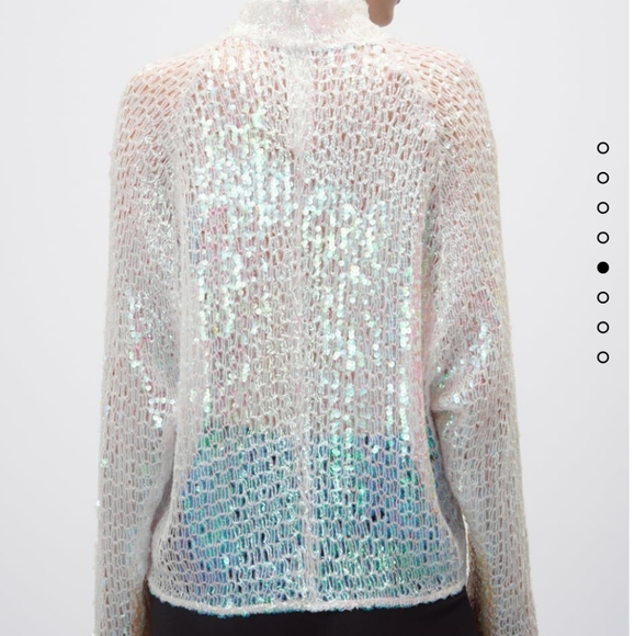 ZARA SEQUIN SWEATER High collar Bloggers favorite - Picture 6 of 16